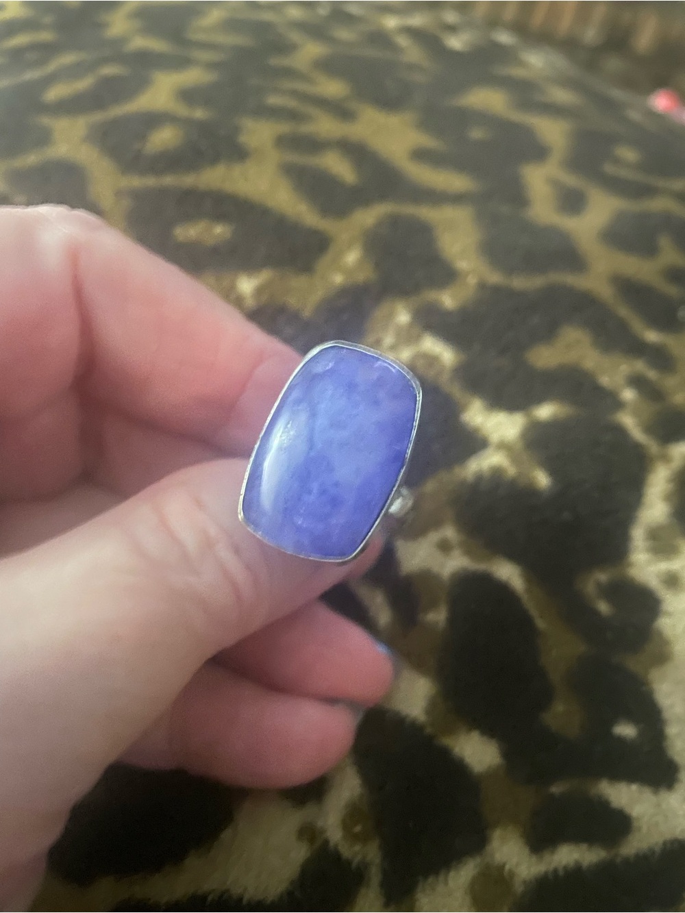 Bold Purple Stone Silver Ring for Women tanzanite adjustable size 6-10 - Picture 4 of 5